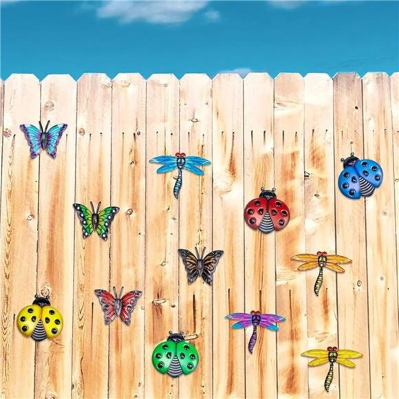 Metal Butterfly Wall Decor, 4 Butterflies and 4 Dragonfly, 4 Ladybugs Wall Decor - Picture 5 of 7